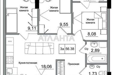 3-комнатная квартира по адресу 7 км овидиопольской дор. (площадь 56,4 м²) - Atlanta.ua - фото 14