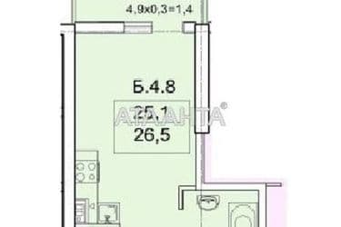 1-комнатная квартира по адресу Тополинный пер. (площадь 26,1 м²) - Atlanta.ua - фото 18