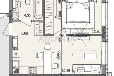 1-кімнатна квартира за адресою вул. Бочарова ген. (площа 39,7 м²) - Atlanta.ua - фото 6
