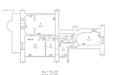 2-комнатная квартира по адресу ул. Дворянская (площадь 59,3 м²) - Atlanta.ua - фото 10