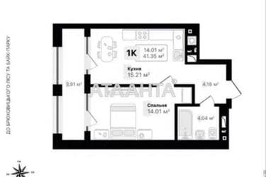 1-комнатная квартира по адресу ул. Под Голоском (площадь 41,4 м²) - Atlanta.ua - фото 22