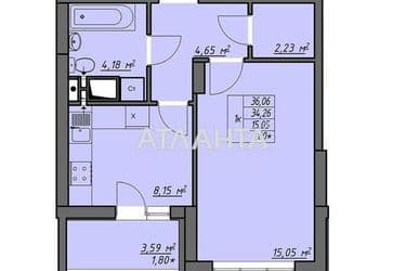 1-кімнатна квартира за адресою вул. Воробйова ак. (площа 36,1 м²) - Atlanta.ua - фото 12